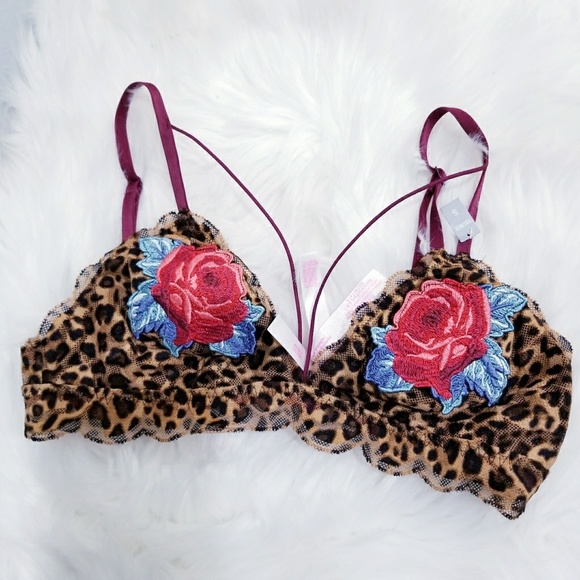 NEW PINK Victoria's Secret lace triangle bra S - Picture 2 of 5